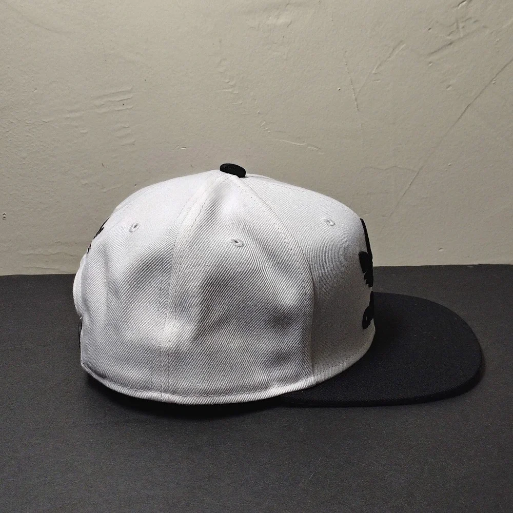 Adidas Hat Cap Snapback White Black Trefoil Spellout Logo Flat Brim Adjustable